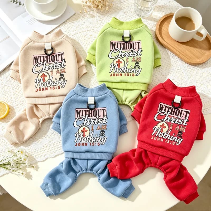 Letter Print Dog Jumpsuit Fashion Dog Clothes Warm Soft Pet Jumper Cute Soft Puppy Onesie Autumn Cat Hoodie Poodle Pet Jumpsuits
