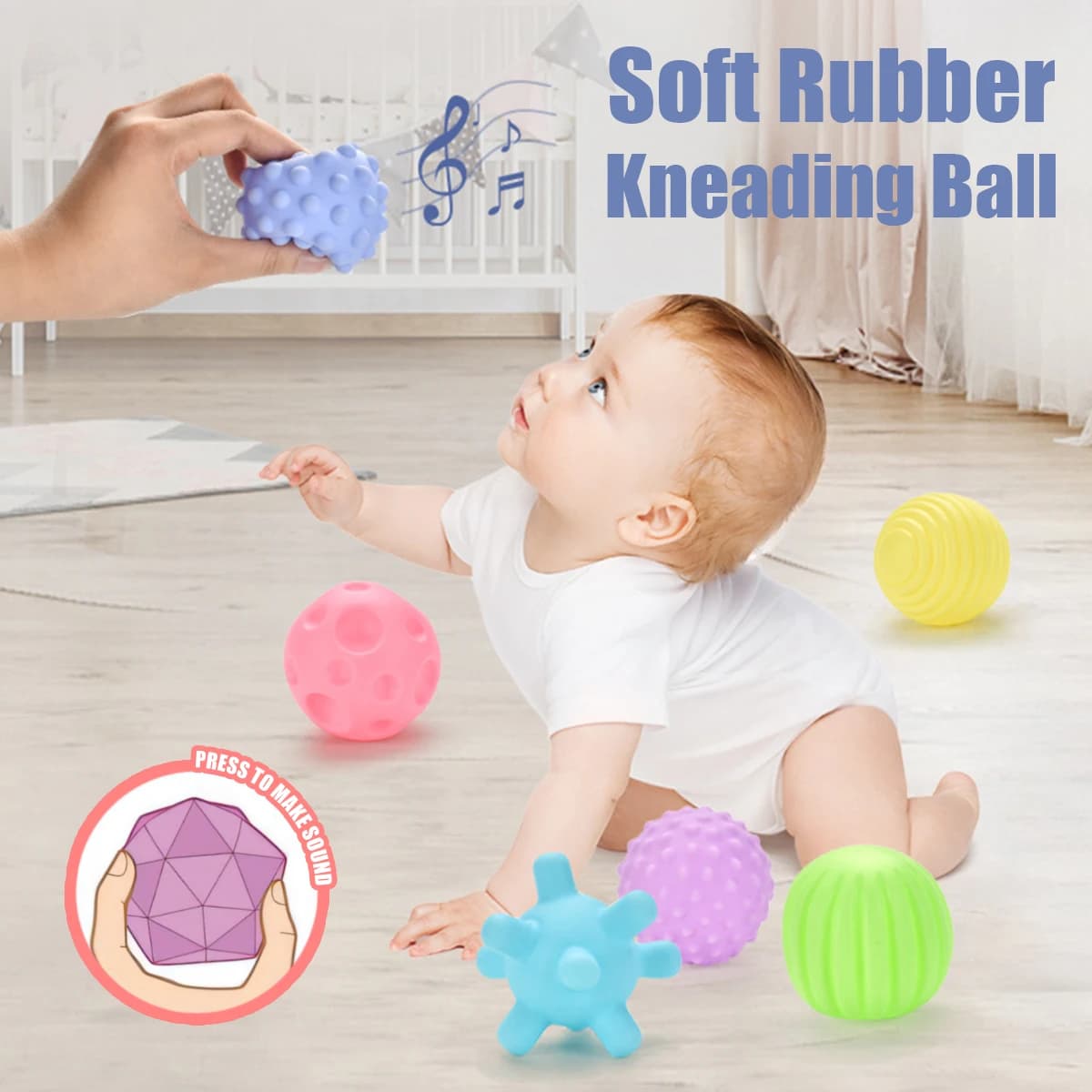 6 Sensory Balls for Infants, Soft Toys for Massage and Sensory Stimulation