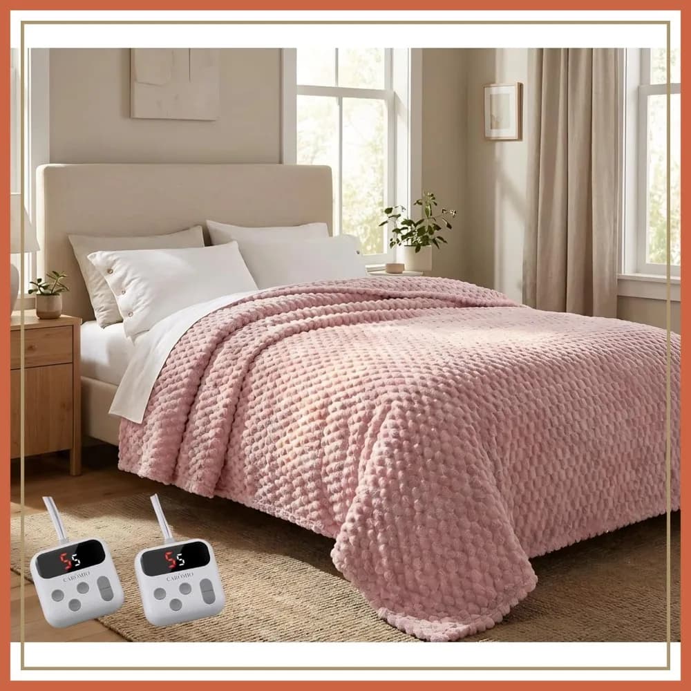 Coperta Elettrica King Size con Doppio Controllo, 10 Livelli di Riscaldamento e Spegnimento Automatico, in Morbido Pile, Riscaldamento Rapido, Lavabile in Lavatrice