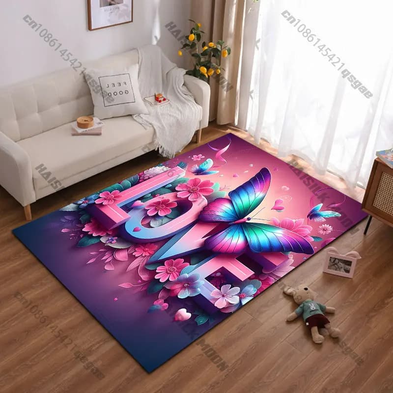 Tappeto a forma di farfalla con fiori, tappeto da yoga, decorazione per soggiorno, tappetino per bambini, zerbino, tappeto per area giochi, tappetino da pavimento