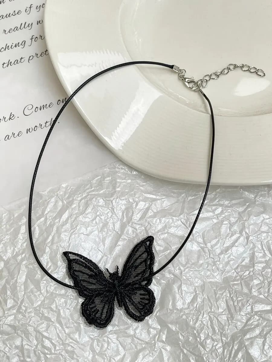 Black Lace Butterfly Choker Necklace For Women