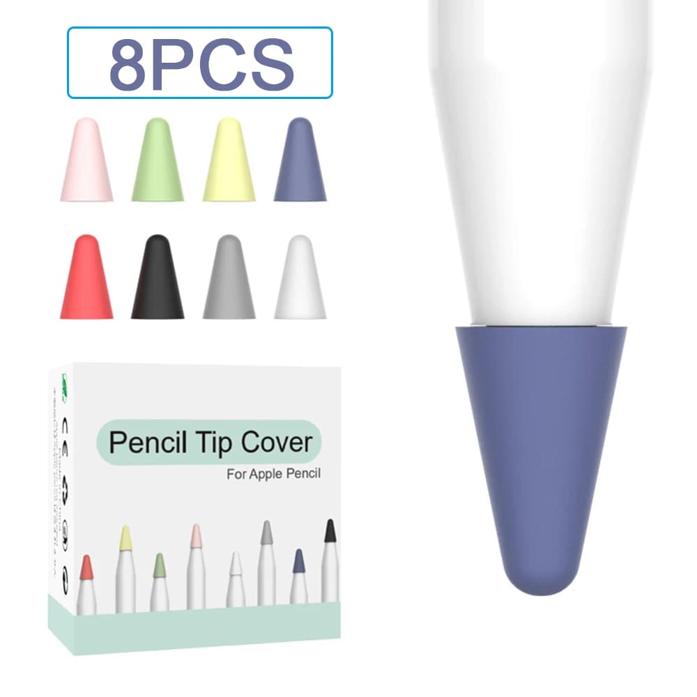 8 pezzi per Apple Pencil Tip Custodia in silicone Suggerimenti di ricambio Custodia per Apple Pencil 1a 2a pennino Custodia protettiva Punta della penna stilo