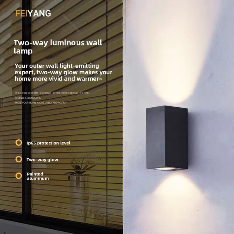 Modern European-Style Square LED Garden Wall Lamp Aluminum Shell Borosilicate Glass Diffuser Double-Head Waterproof 12W 3-Year