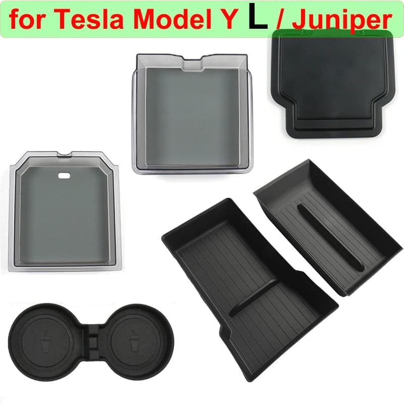 for Tesla Model Y L Juniper 2026 Center Console Storage Box Armrest Box Hidden Organizer Cup Mat MY YL 2025 Interior Accessories