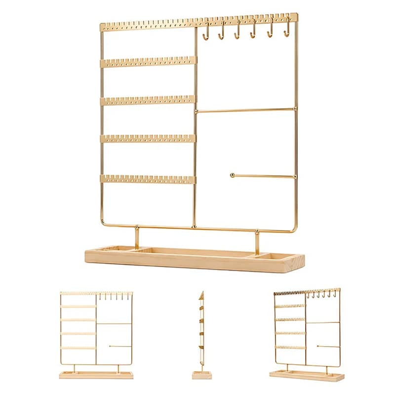 Espositore per Orecchini in Oro 1 Pezzo, Elegante Supporto per Gioielli, Organizer da Toeletta per Casa e Negozio, Porta Collane ZYF
