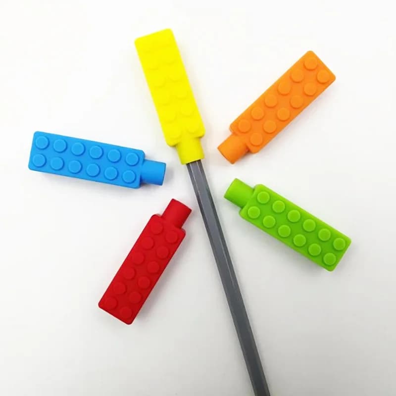 5PCS Matita in silicone Topper Divertente Silicone Massaggiagengive per bambini Tappo per matita Giocattolo sensoriale per bambini Bambini Autismo ADHD Strumenti da masticare