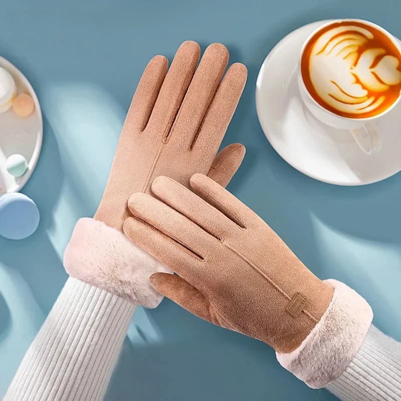 1/2pairs Winter Velvet Gloves Thickened Warm Windproof Full Finger Gloves Anti-Cold Outdoor Sport Women Hiking Cycling Gloves