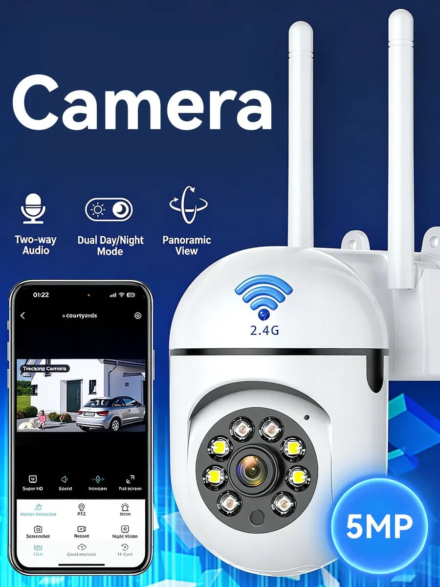 Telecamera di Sicurezza WiFi PEGATAH 2K HD 8MP per Interni ed Esterni con Visione Notturna, Monitor Wireless per Bambini e Sorveglianza CCTV