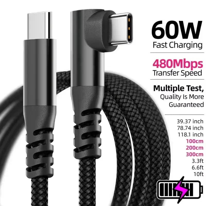 1PC USB C Cable 1M 2M 3M 10FT USB C Data Transfer 60W PD Fast Charging Cable for iPhone 15 15Plus 15Pro Max Xiaomi Huawei New
