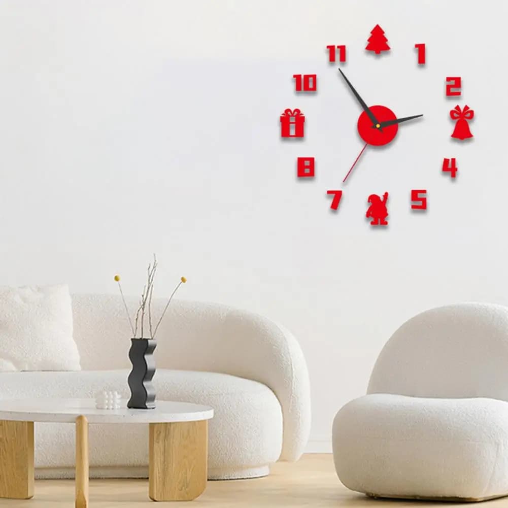 3D Christmas Wall Clock Acrylic without frame that lights in the dark Silent decoration of the digital analog watch of the home bedroom