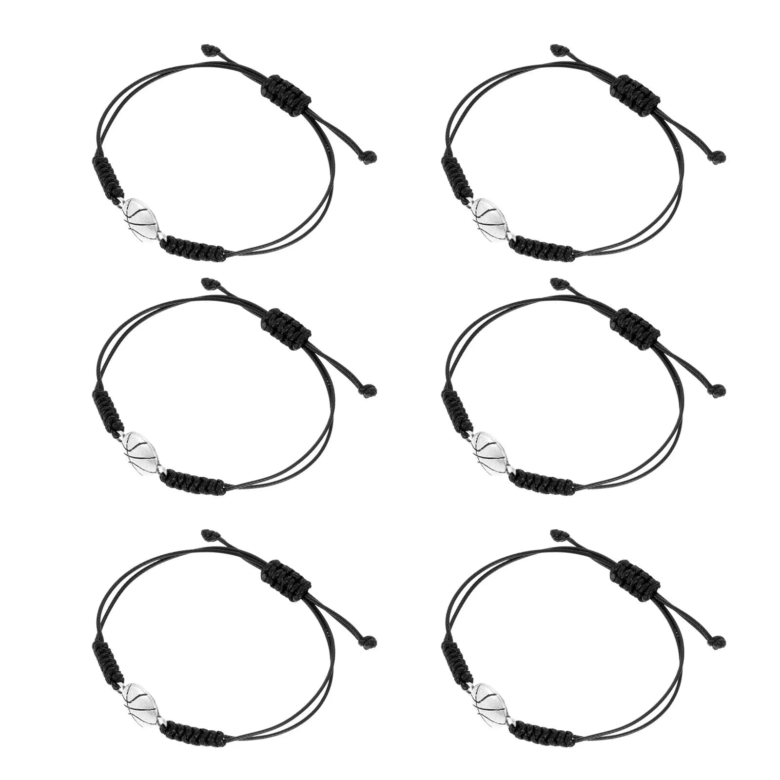 6 braccialetti intrecciati con ciondolo a forma di pallacanestro, braccialetti elastici alla moda per adolescenti, decorazione sportiva regolabile da polso