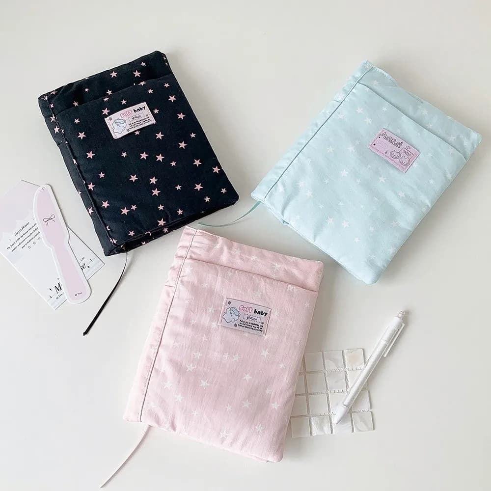 Kawaii Star Print Book Sleeve Portable Notebook Cover Notebook Protector A5 Notebook & Planner