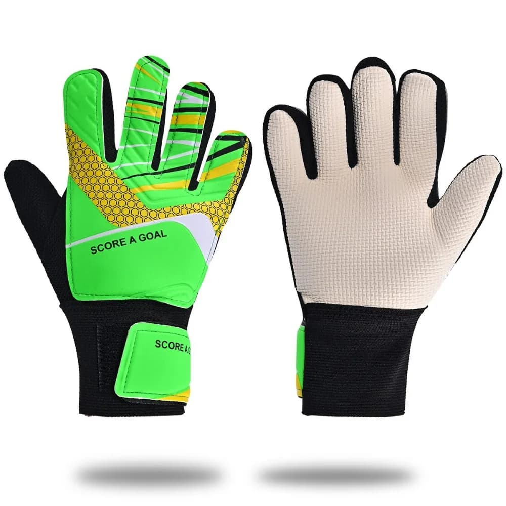 Guanti da Portiere per Bambini, Guanti da Calcio con Doppia Protezione del Polso e Materiale in Lattice Antiscivolo e Resistente all'Usura