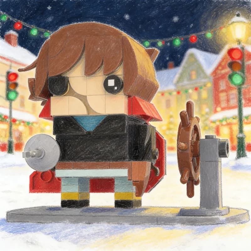 205 Pezzi MOC Brickheadz Modello di Capitan Harlock, Blocchi da Costruzione, Giocattoli Architettonici, Regalo di Natale, Idea Creativa Educativa per Bambini