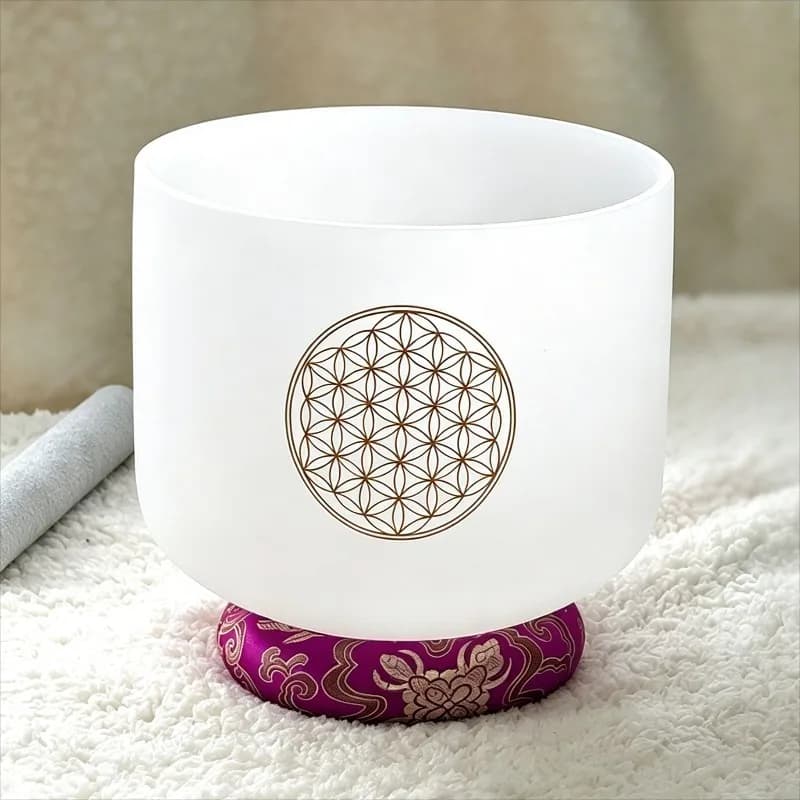 432Hz Crystal Singing Bowl Meditation Sound Bowls Sound Healing Quartz Chakra Bowls Yoga Musical Instruments with Tone Mallet