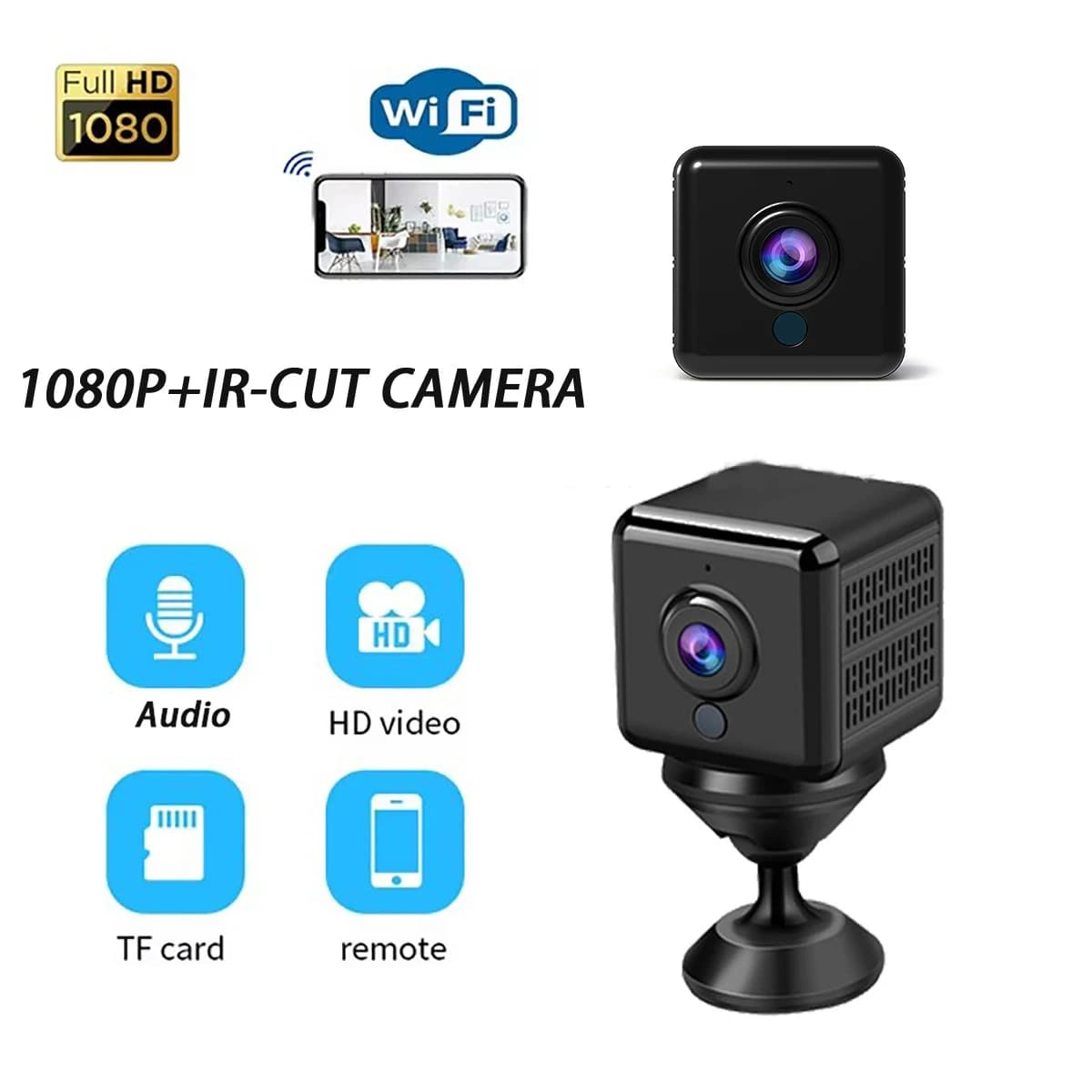 Mini HD 1080P WIFI Telecamera di sicurezza Telecamera wireless Sensore di visione notturna Camara Visualizzazione remota Visualizzazione remota grandangolare
