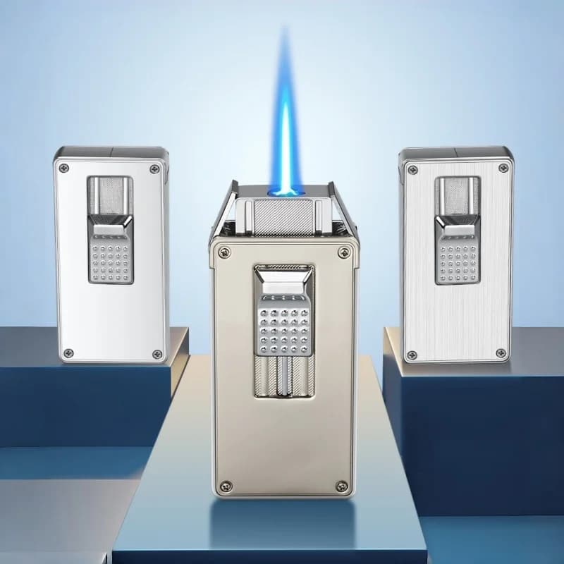 Original Copper Windproof Dual Flame Cigar Lighter Intelligent Metal Open Flame High-end Lighter Men's Cigarette Accessories