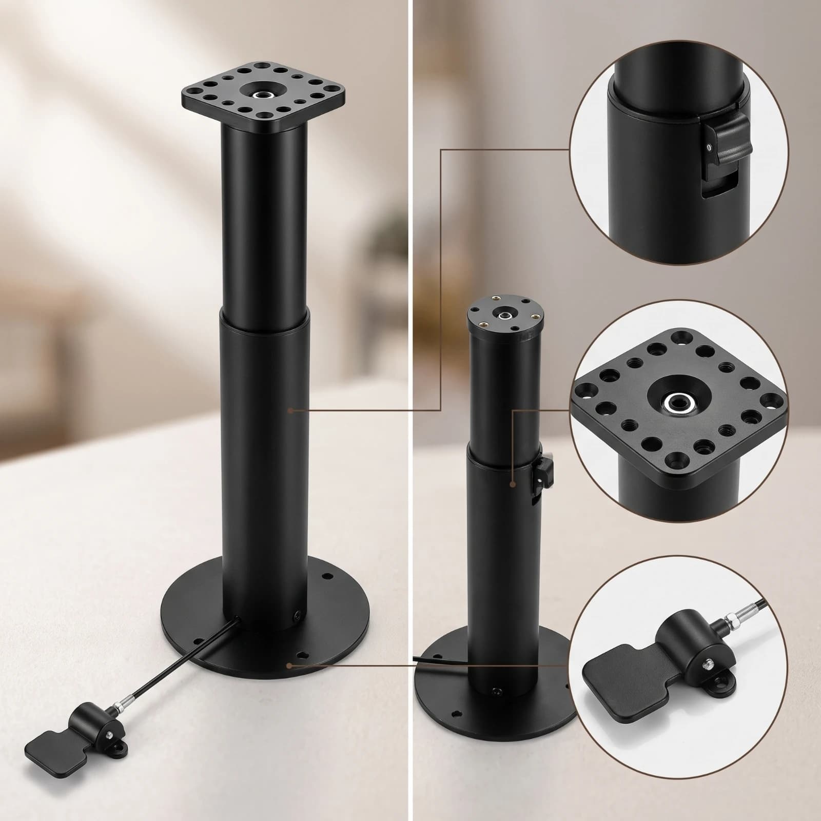 Telescoping Column with Mounting Plate Free-Stop Hardware for DIYers, Furniture Assembly, Workshop Projects
