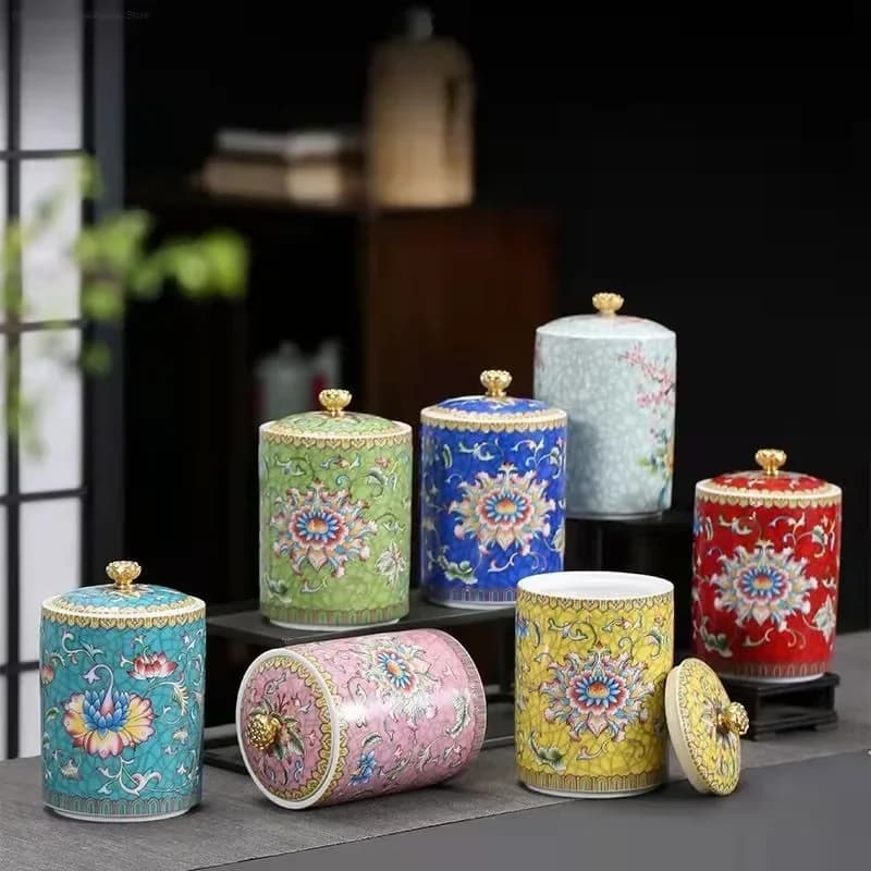 Barattolo in Ceramica Stile Cinese, Contenitore Sigillato per Soggiorno, Scatola per Frutta Secca, Dispenser per Cereali, Accessori per Cucina