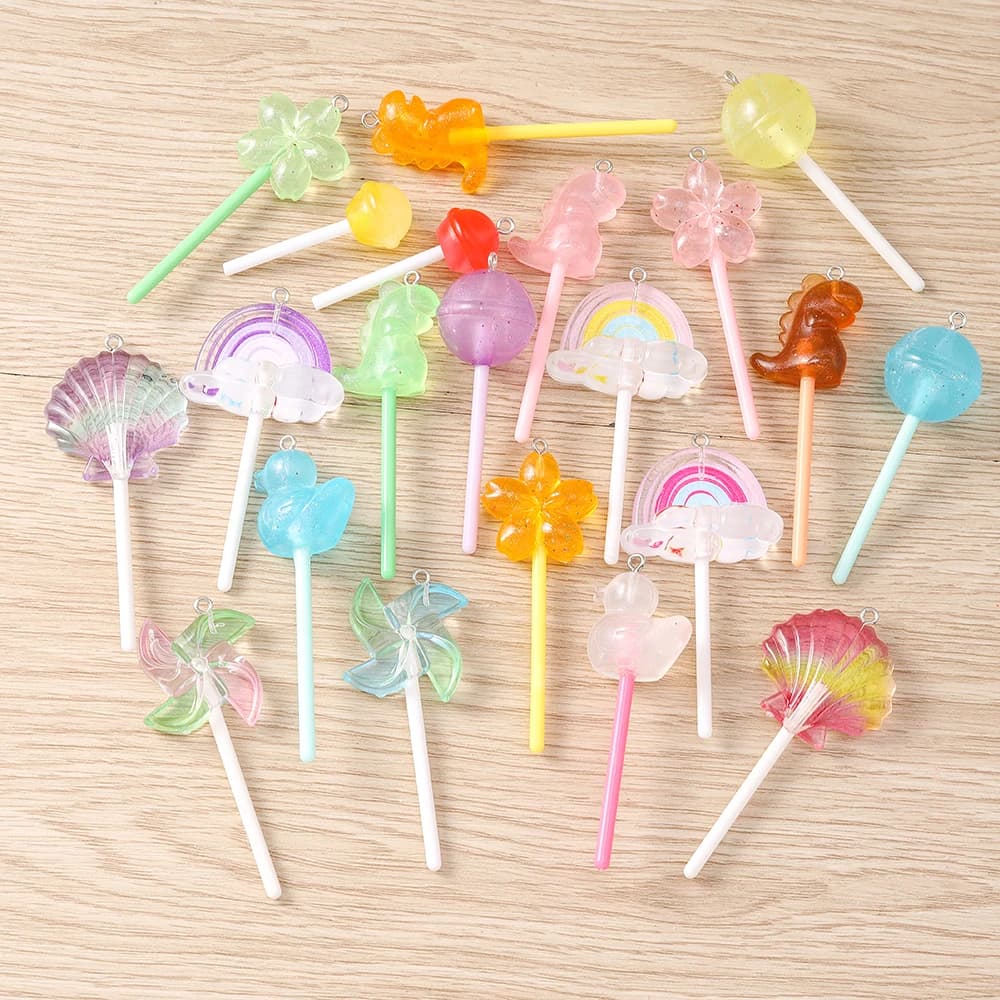 Tusember 10 Pz/set Misto Carino Colorato Resina Lecca-lecca Pendenti e Ciondoli per Pendenti Creazione di Gioielli FAI DA TE Fatti A Mano Bracciali Collana di Fornitura