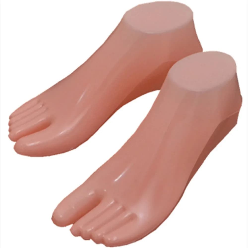 1Pair Plastic Female Feet Hollow Bottom Shoe Support Mannequin Foot Model Thicken Sock Display Foot For Thong Sandal Shoe Sock