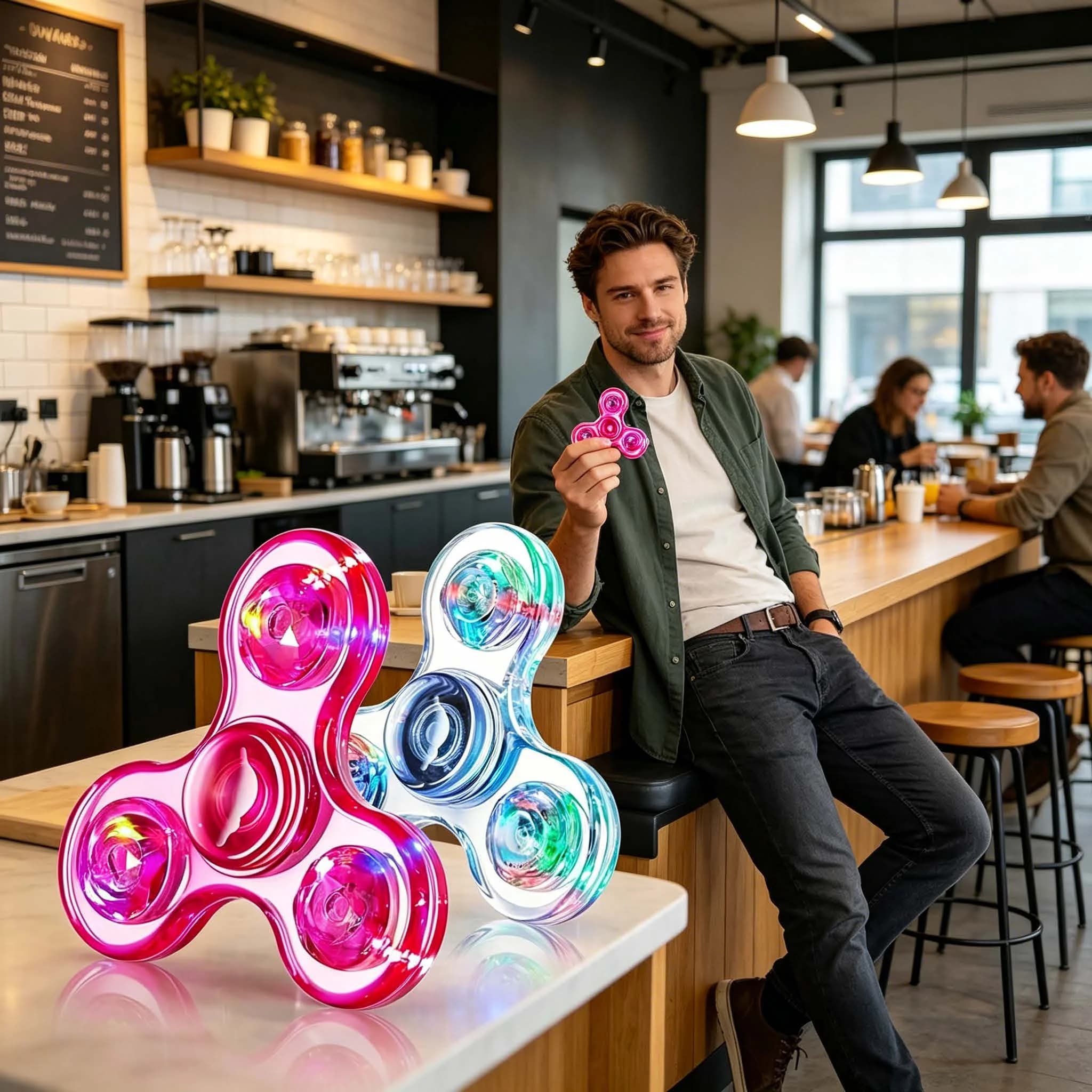 Fidget Spinner Confezione da 2, Giocattoli Sensoriali Luminosi per Bambini e Adulti, Regali per Cesti di Pasqua, Riempitivi per Uova di Pasqua, Fidget Luminosi