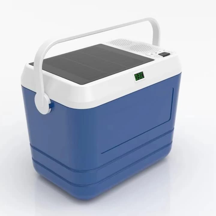 Solar cooler refrigerator freezer with portable battery without any power bank