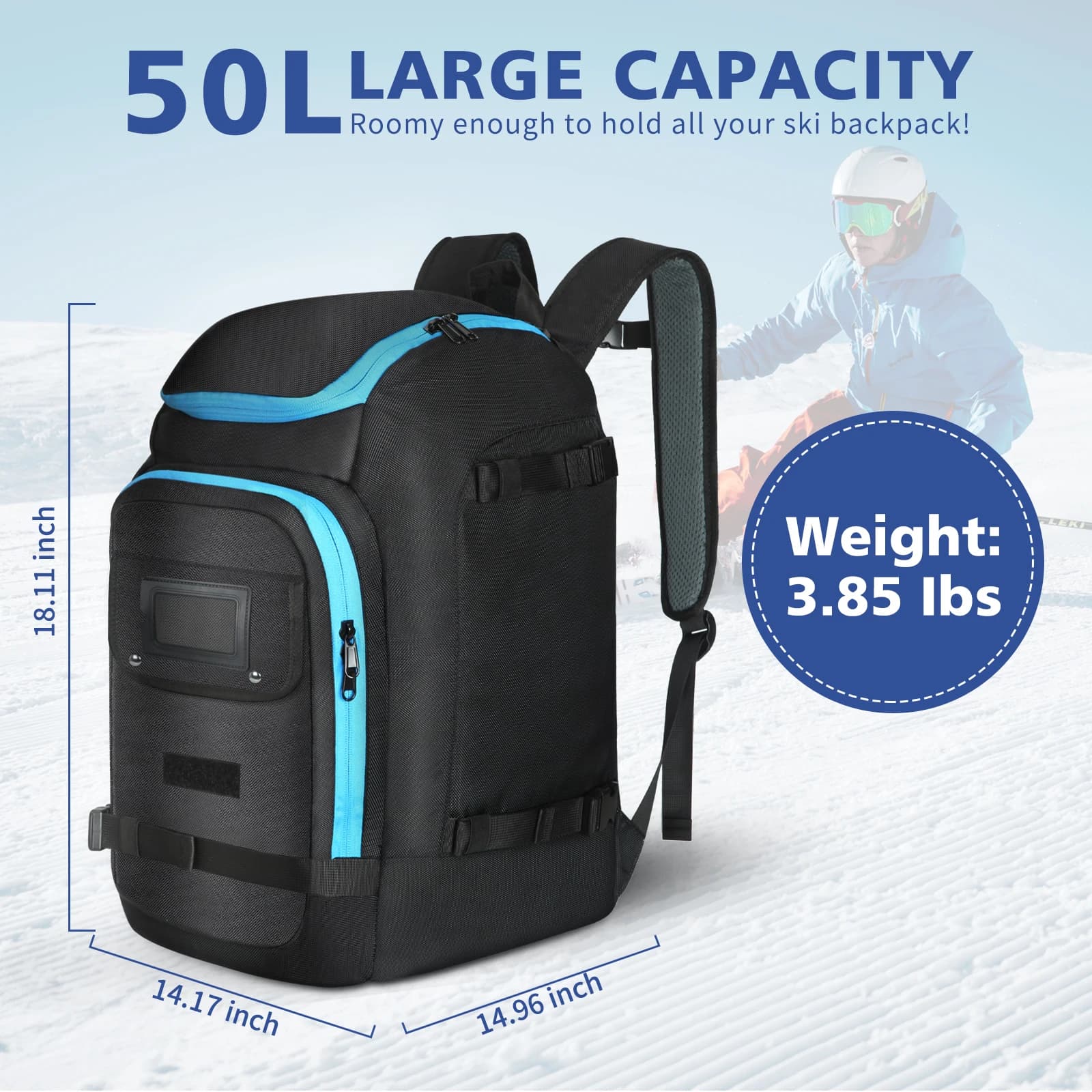 Borsa da Sci 20-35L Impermeabile, Zaino per Snowboard e Scarponi, Borsa da Viaggio per Casco, Occhiali, Giacca, Guanti, Zaino da Sci