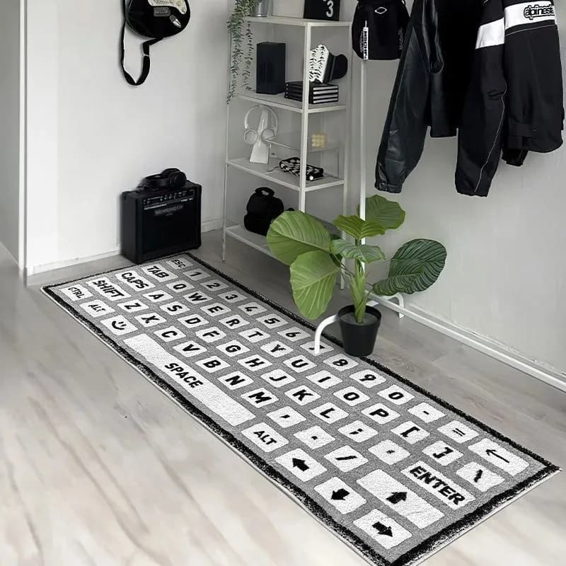 Tappeto creativo con motivo a tastiera VIKAMA, perfetto per soggiorni, camere da letto e sale giochi, morbido e confortevole, decorazione per la casa