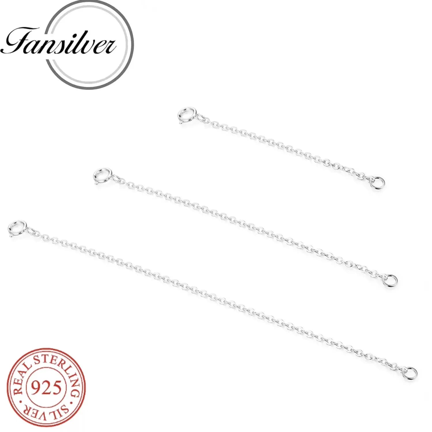 Fansilver 3 Pieces 925 Sterling Silver Extenders Necklace Bracelet Anklet Chain Extenders for Extenders Necklace Wholesale
