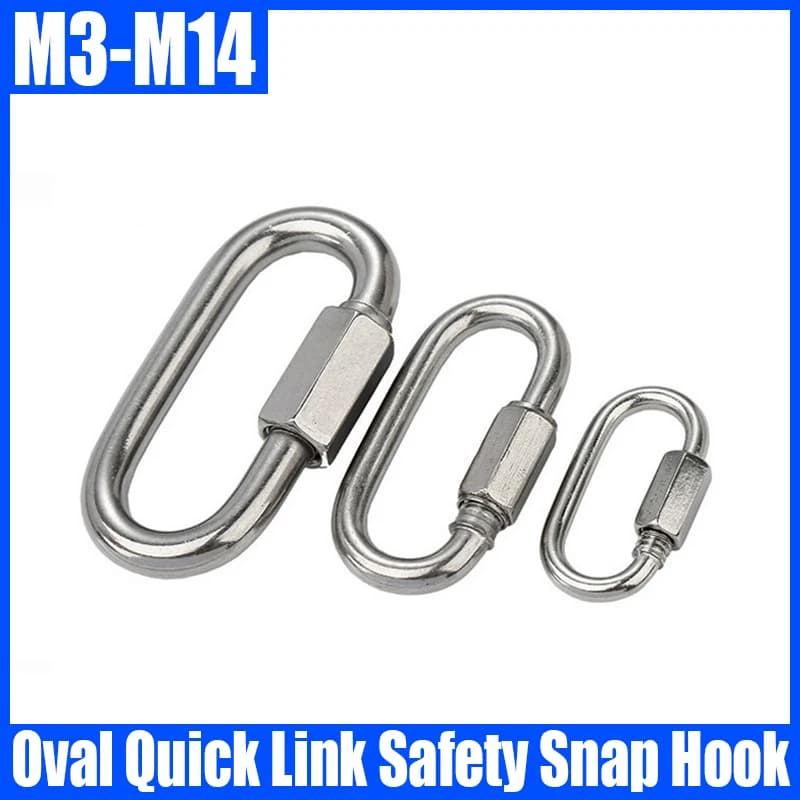 1 pz M3-M14 304 in acciaio inox ovale collegamento rapido di sicurezza moschettone arrampicata moschettone serratura fibbia catena anello di collegamento gancio