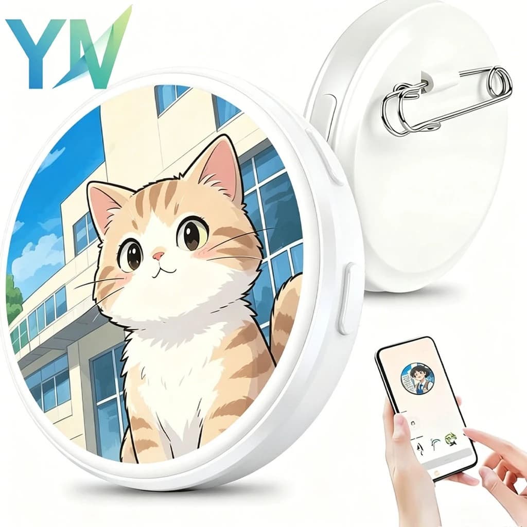 Smart HD Touch Screen Smart Anime Electronic Badge with Video and GIF Display for Backpack Cosplay Durable Unique Gift