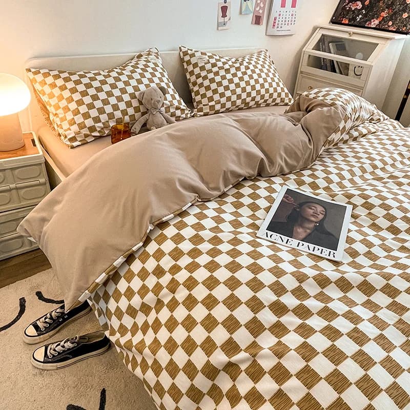 Bed linen set, Full bed for 2 persons, Set Cover, Bed linen for Student Sleeping, Set Three Pieces in Pure Cotton, Set Four Pieces