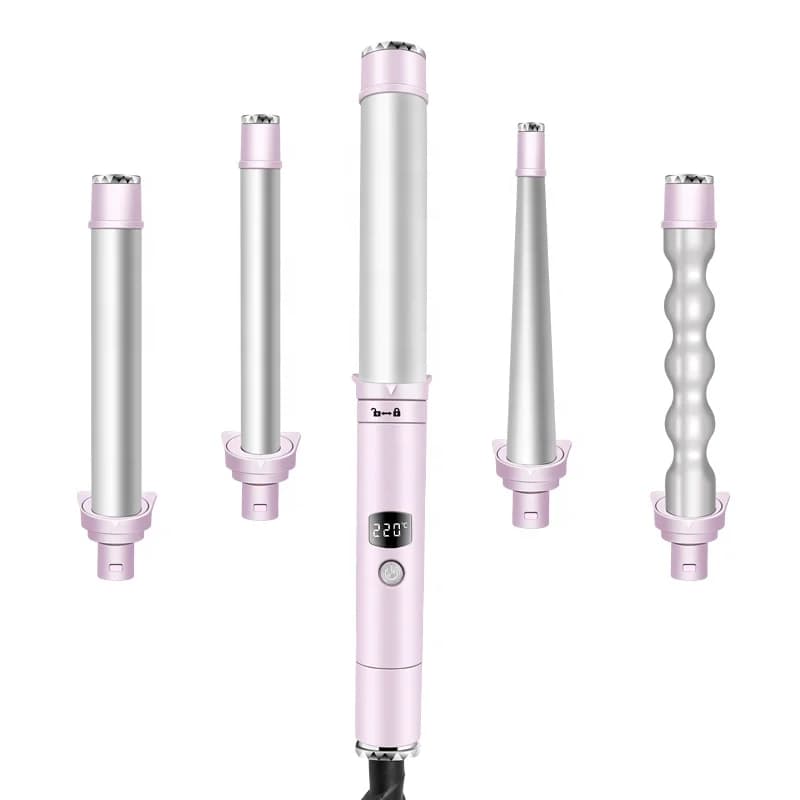 Professional Hair Styling Set 5 in 1, Automatic Hair Harnesses for Large Waves, Hair Styling Tools, Iron Pink Hairs