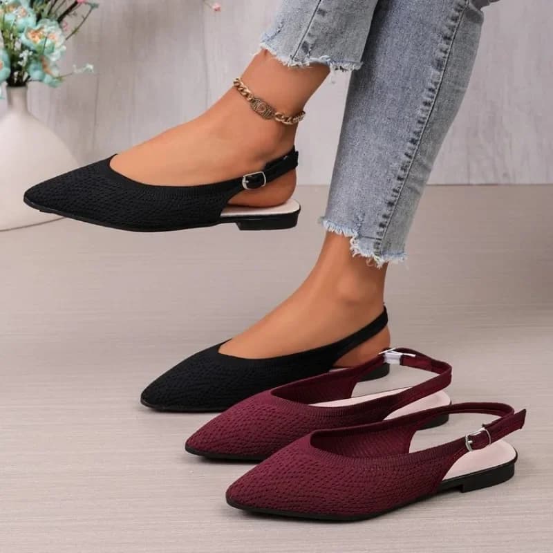 Sandali da Donna Eleganti con Punta a Punta, Nuovi Modelli Estivi, Scarpe Basse Traspiranti in Maglia con Fibbia, Stile Loungewear 2026