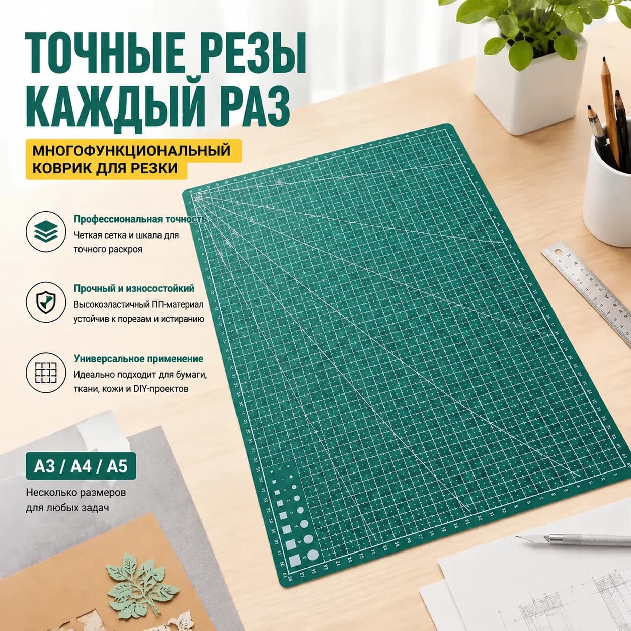 PP Plastic Multifunctional Cutting Mat for A3 A4 A5, High Elasticity Engraving Board Paper Carving Pad, Durable DIY Art Craft