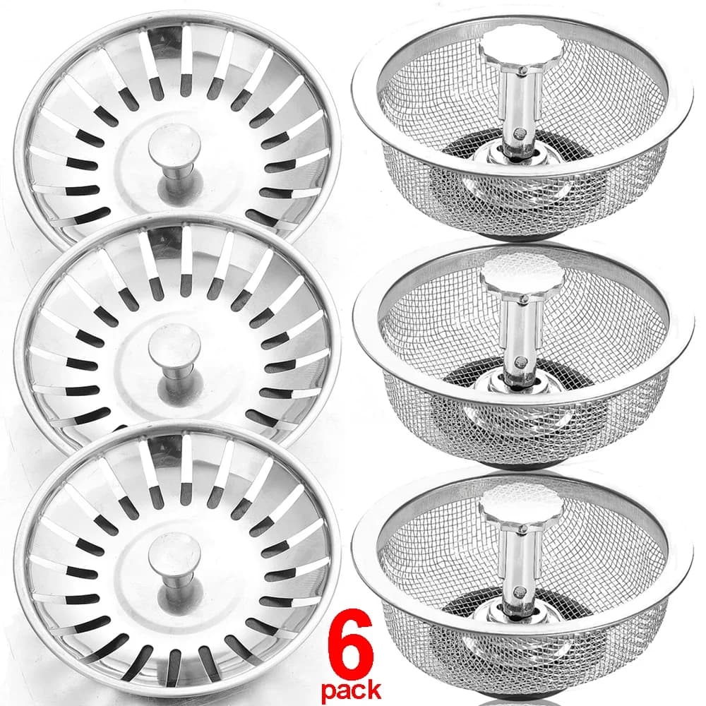 Wholesale Kitchen Sink Strainers with Handle Stopper Sink Drain Basket Stainless Steel Mesh Filter Waste Hole Trap Strainer