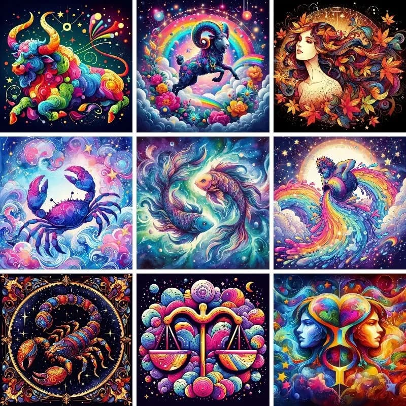 5D diamond painting zodiac signs astrological art cross diamond mosaic decorations for home embroidery hand made gift