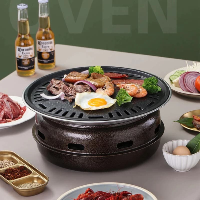Professional Stainless Steel Grill with Non-Stick Griddle & Grill Rack for Restaurant Outdoor BBQ Shop & Camping