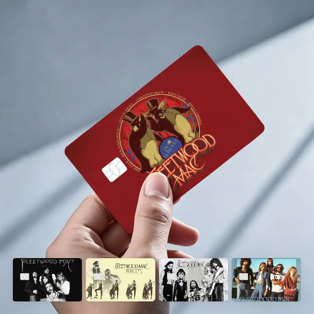 F-Fleetwood Mac Rock Band 4 pezzi! Adesivo per carta bancaria (carta di debito) resistente allo sbiadimento, all'usura e ai graffi