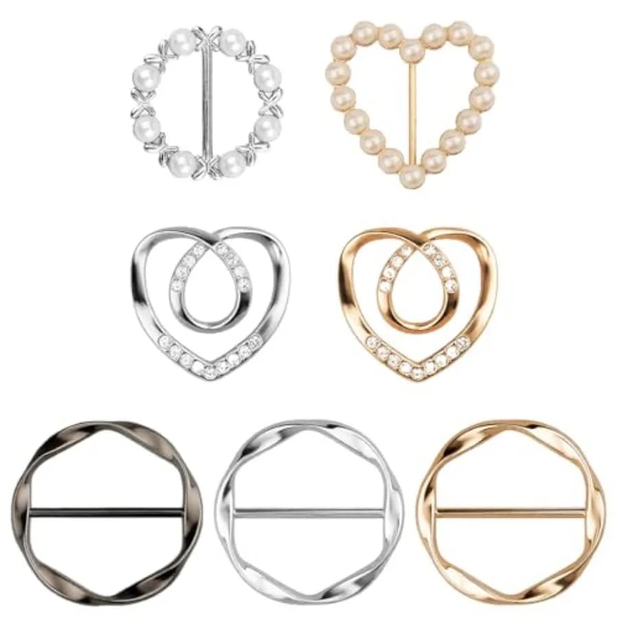 Set di 7 Clip Premium per Sciarpe, Graziose Clip per Magliette da Donna, 4 Diverse Misure di Clip per Camicie, Fibbie per Stringere la Vita