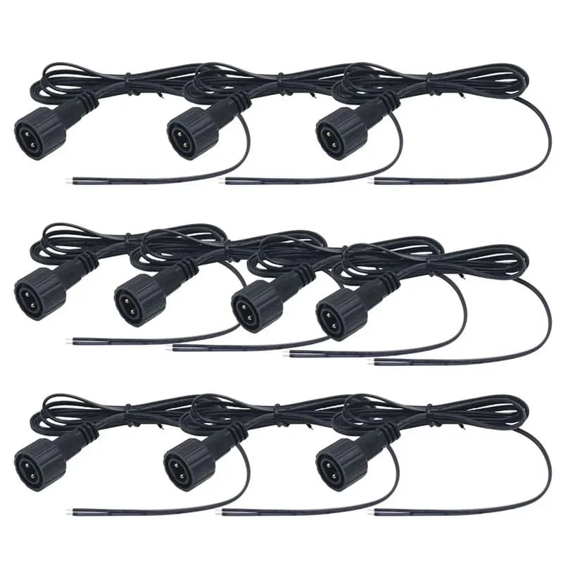 ABFN-Black 10Pcs 2Pin Male LED Connector Wire 1.2M Waterproof Power Cord Extension Cable For Solar Panel