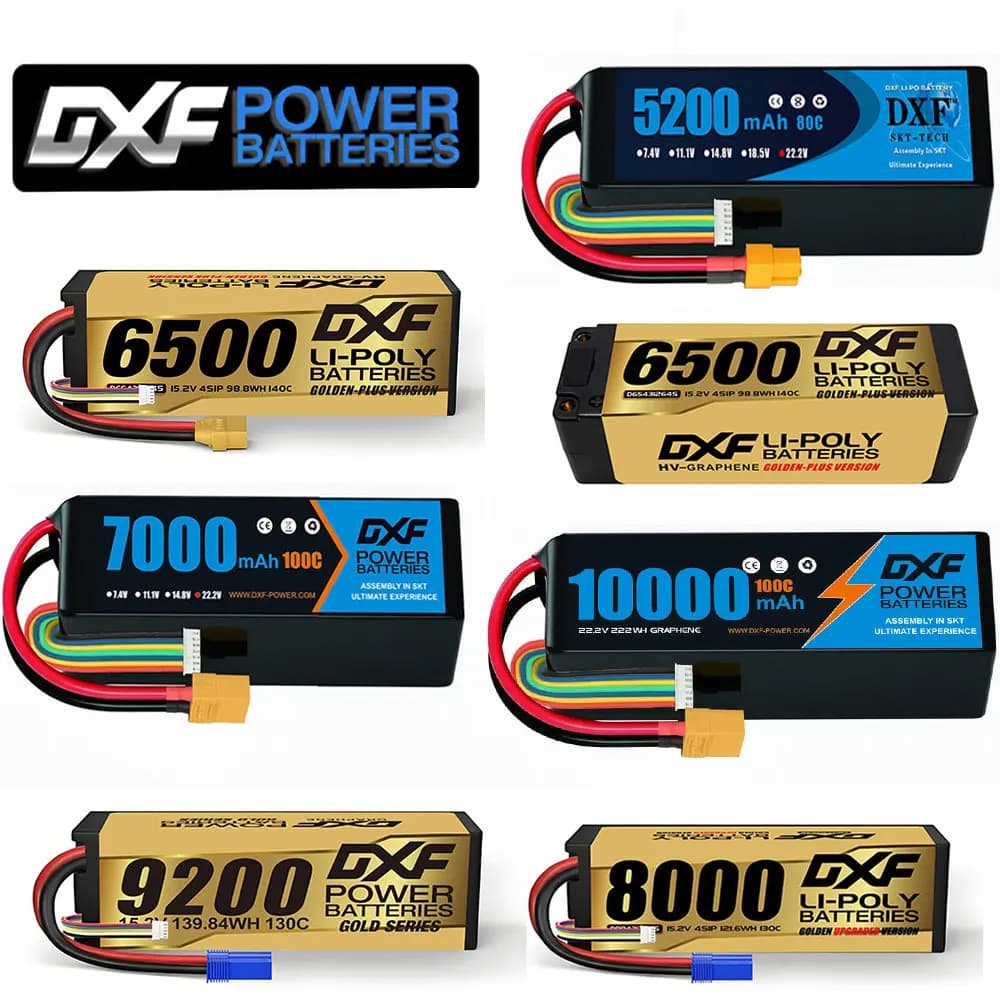 Batterie Lipo DXF 2S 3S 4S 6S 7.4V 7.6V 11.4V 22.8V 11.1V 15.2V 14.8V 22.2V 5200Mah 9200Mah 6500mAh 8000mAh 7000mAh 10000mAh