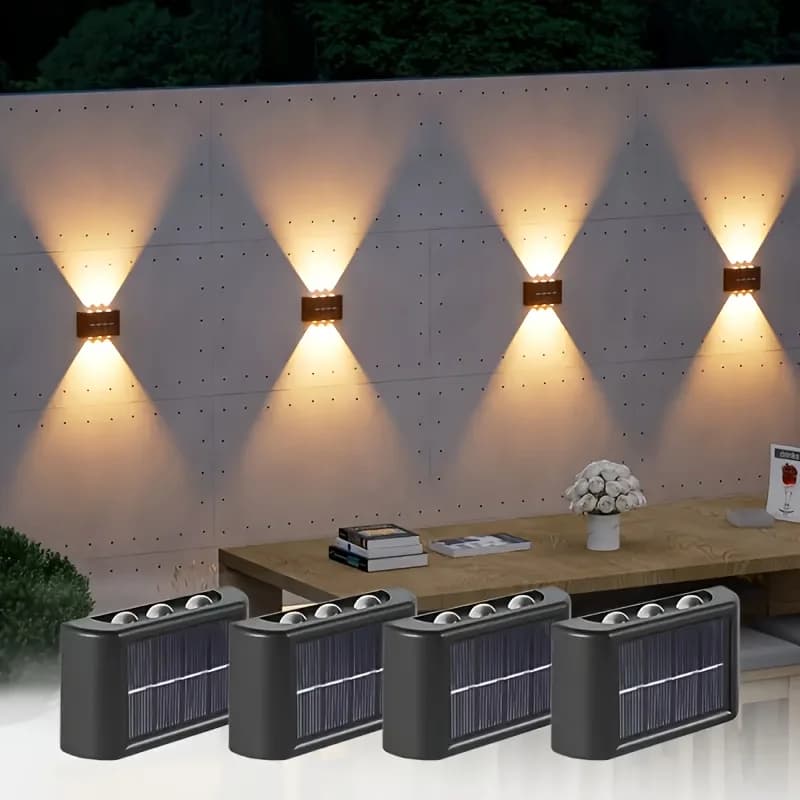LED Solar Lamp from Outdoor Waterproof, Bidirectional Lighting for Garden and Recinations, Solar Energy Wall Lamp