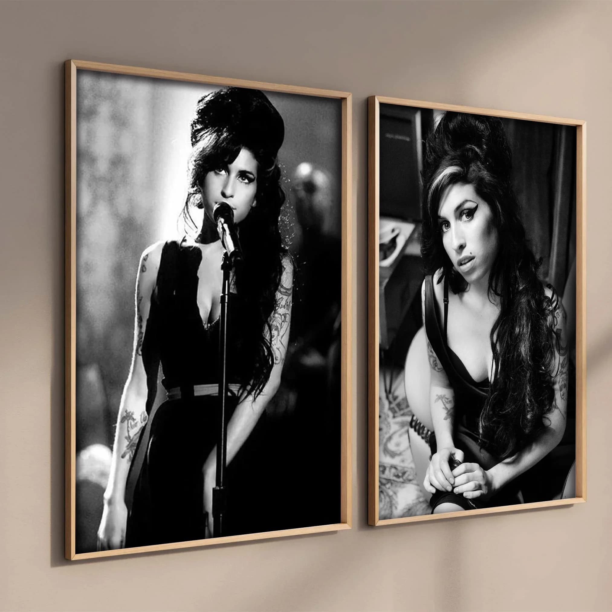 Black & White Aesthetics Music Album Cover Pop Singer Amy Winehouse Posters Picture for Room Canvas Painting Art Home Wall Decor