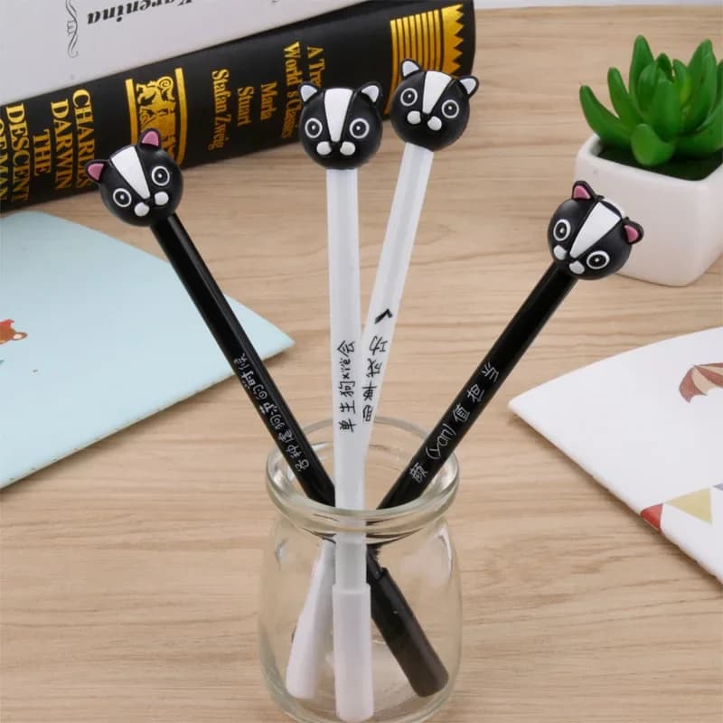 50 pezzi simpatico cartone animato cucciolo in bianco e nero penna gel studenti scrivono ufficio penna esame penna ad acqua cancelleria penne gel