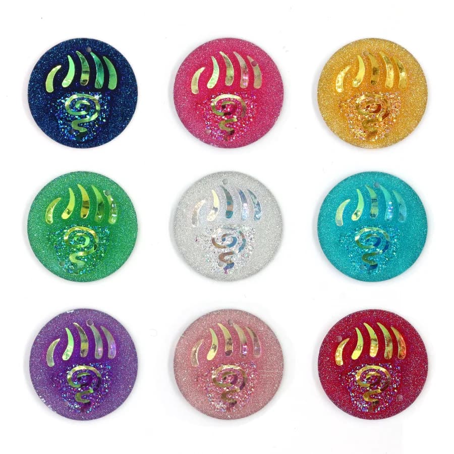 10pcs New 25mm 3D bear paw print symbol accessories, double hole flat bottom resin drill sewing DIY jewelry accessories