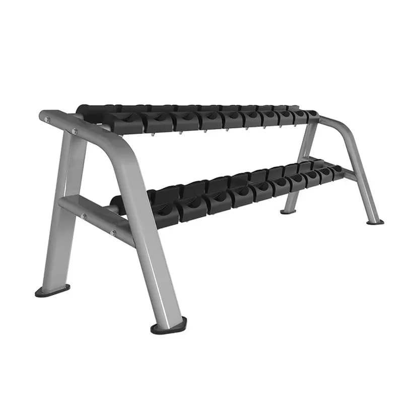 YTYIN Supporto Commerciale a Doppio Strato per Palestra, Rastrelliera a 2 Livelli per Manubri, Attrezzatura Fitness con Panche e Accessori