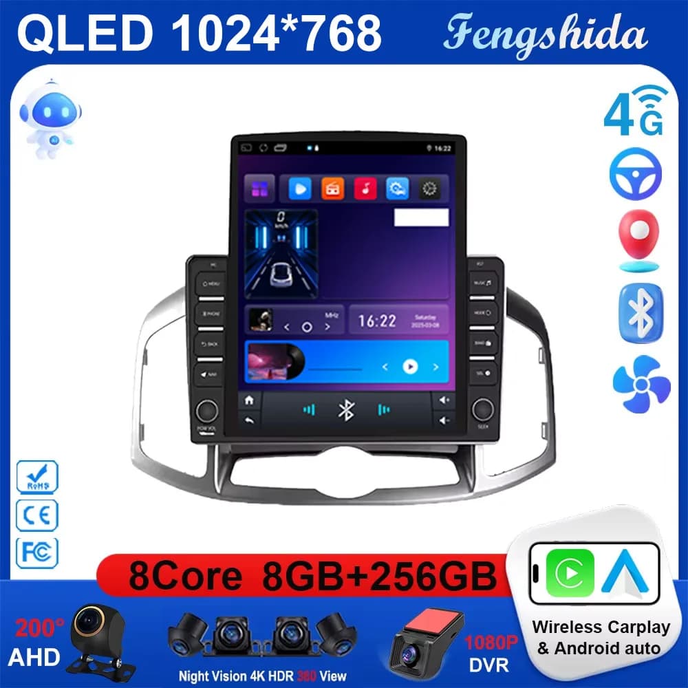 9.7 Android 15 Per Chevrolet Captiva 1 2011 - 2016 Carplay Auto 4G + WIFI GPS Autoradio Navigazione Lettore Video Multimediale Stereo