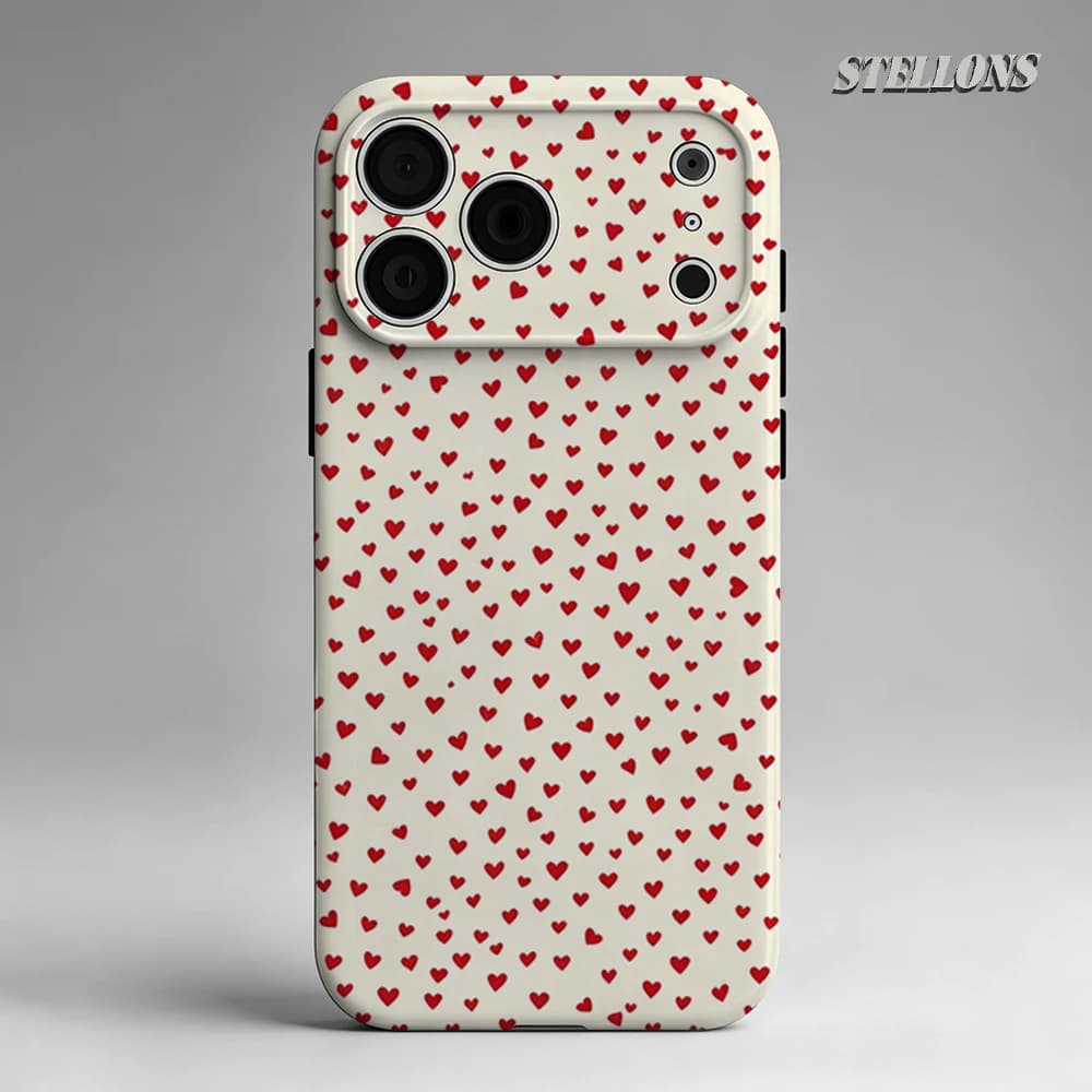 Custodia per telefono con piccoli cuori rossi, compatibile con custodie magnetiche per iPhone 17 16 15 14 13 Pro Max Plus, custodia robusta a strato singolo/doppio